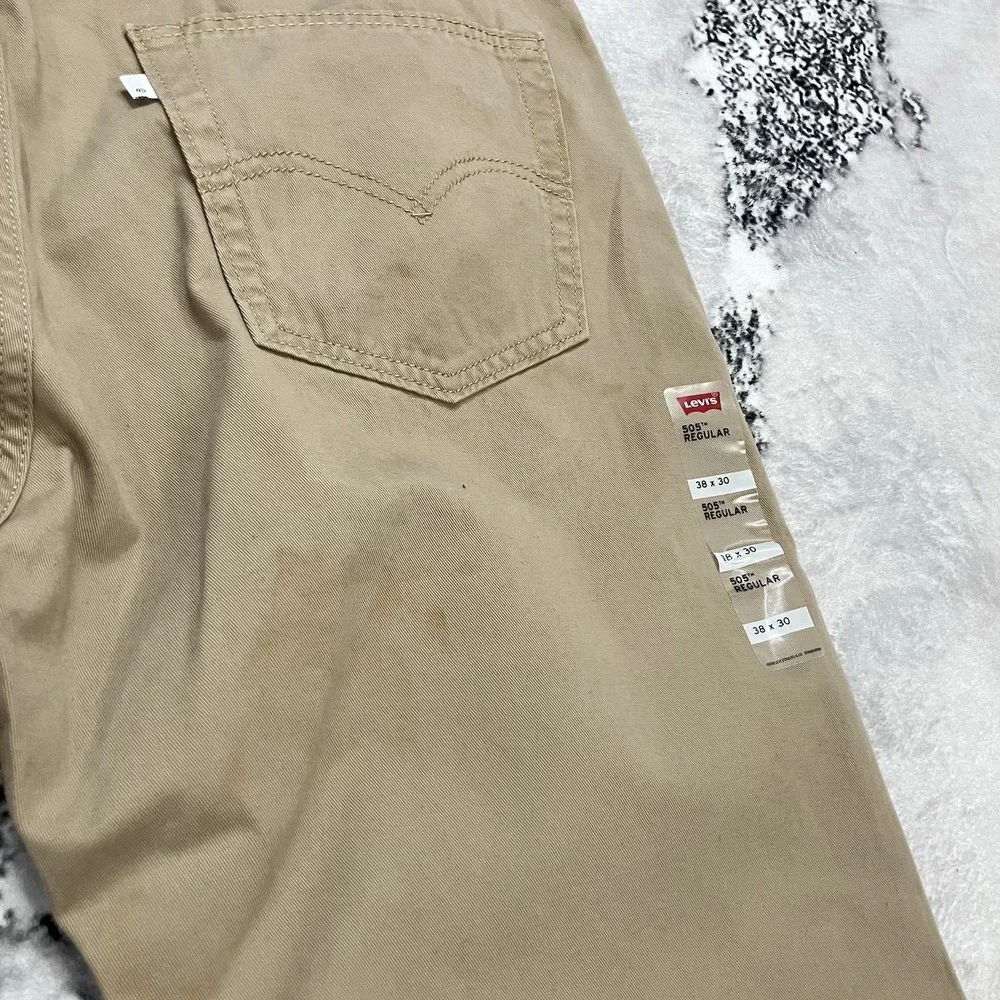 Levi's 505 Regular Fit‎ Jeans Mens Size 38x30 Khaki Straight Leg NWT